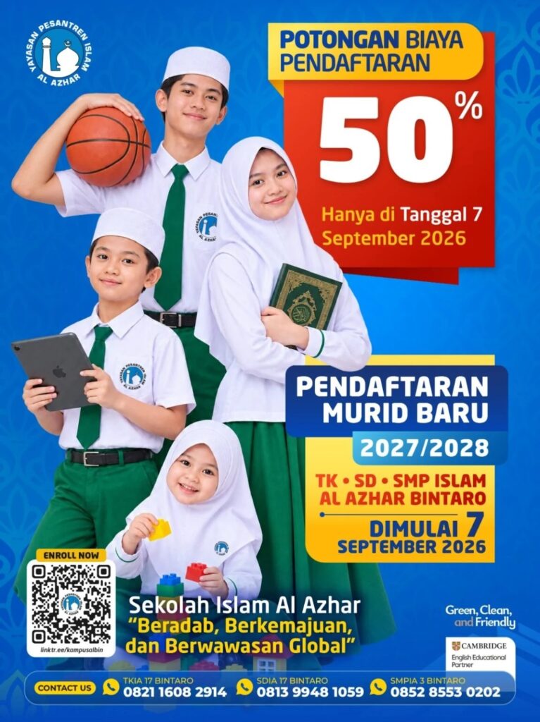 Poster Penerimaan Murid Baru Al Azhar Bintaro Tahun Ajaran 2027/2028