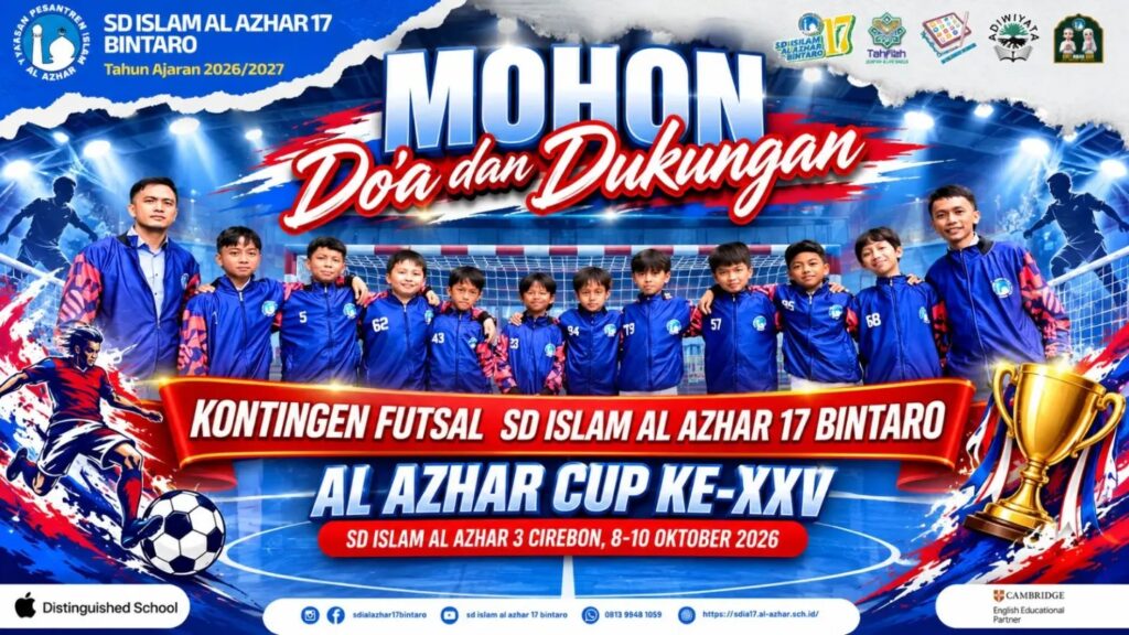 Tim futsal SD Islam Al Azhar 17 Bintaro memohon doa dan dukungan untuk mengikuti ajang olahraga Al Azhar Cup ke-XXV